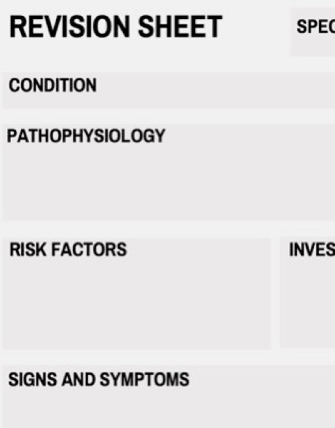 Revision Sheet PDF Medical Student/Medic/Doctor/PA/Physician Etsy