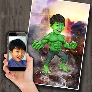 Hulk  - Custom superhero cartoon caricature drawing