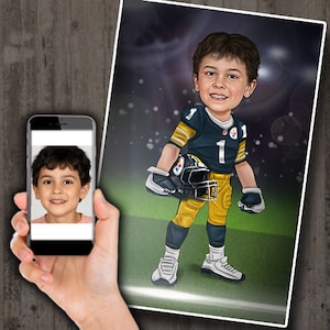 American Football  -  Custom sport cartoon caricature  drawing