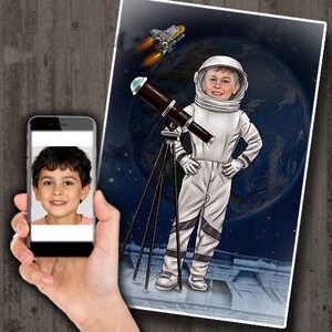 Astronaut - Cartoon Karikaturzeichnung nach Benutzerdefiniertem Beruf