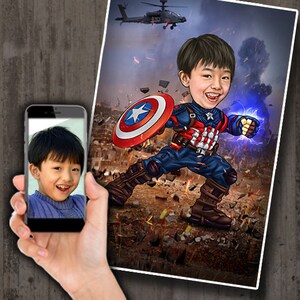 Captain America - Custom Superheld Cartoon Karikatur Zeichnung