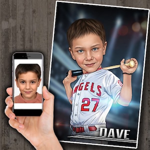 Baseball Portrait - Personalisierte Sport Cartoon Karikatur Zeichnung
