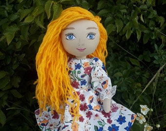 Personalized doll, Girls room decor, Meadow flowers