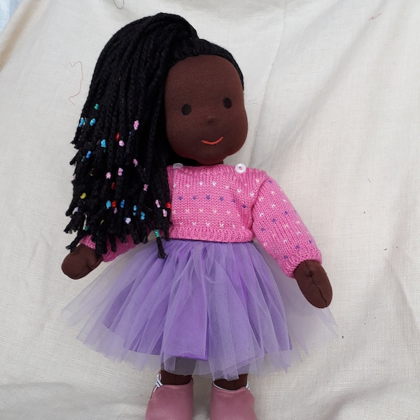 Black waldorf doll, African American doll, Brown Skin Baby, Steiner toys, Rag doll, waldorfpuppe, Liletoys