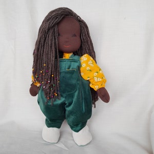 Black doll with braids, African American waldorf doll, Handmade Brown Skin doll, dark skin baby doll, black doll with clothes, Liletoys