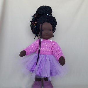 Zwarte waldorfpop, Afro-Amerikaanse pop, Brown Skin Baby, Steiner-speelgoed, lappenpop, waldorfpuppe, Liletoys