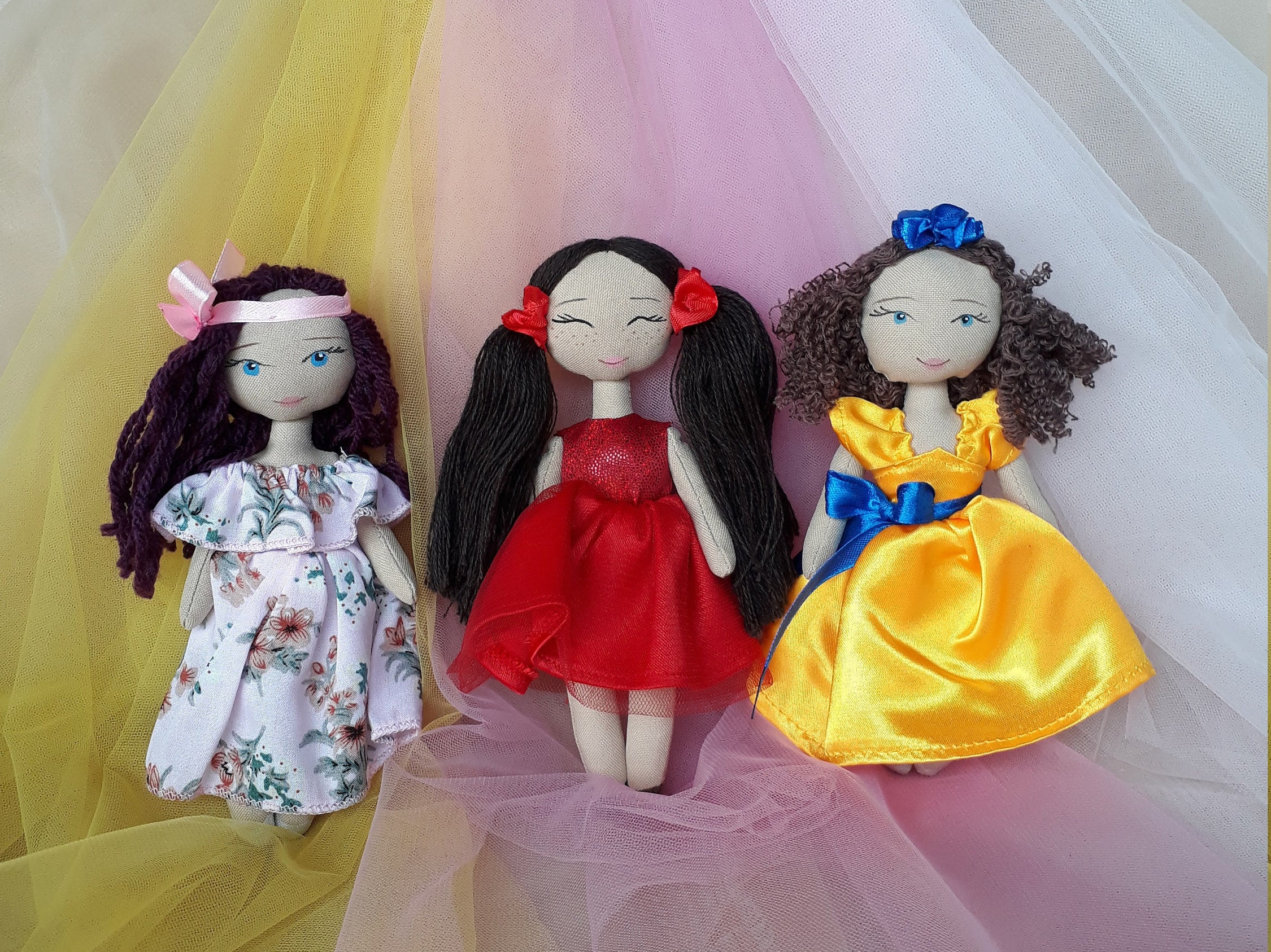 Little Rag Dolls Play Set, 6,5 Inch 3 Pieces, Christmas Tree Ornament ...