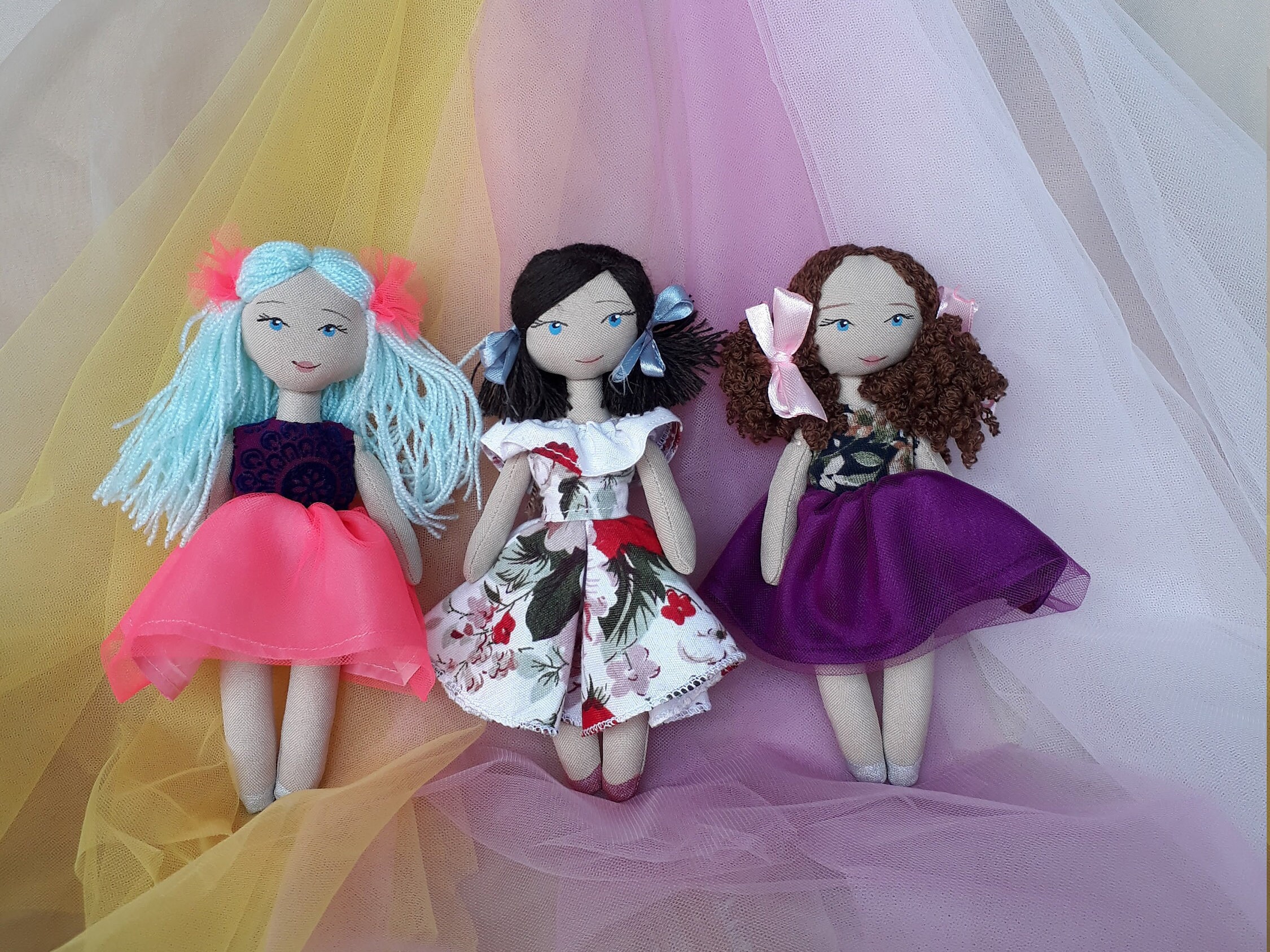 Little Rag Dolls Play Set, 6,5 Inch 3 Pieces, Christmas Tree Ornament ...