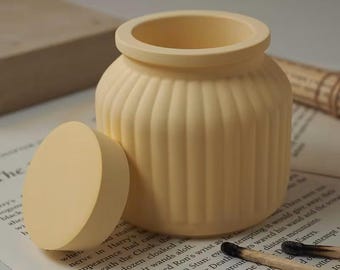 Silicone Mold: 2pc Ribbed Jar Mold Set (3.15" x 3.27") SHS148