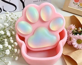 Silicone Mold:  The Dog or Cat Paw Trinket Box (3.8" x 3.54") SH127
