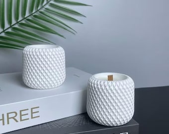 Silicone Mold: 1pc Grid-textured Cylindrical Candle Holder Mold (2.83" x 2.72") SHS150