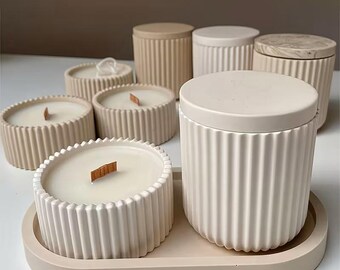 Silicone Mold: 4pc Tray, Open Candle and Lidded Jar Mold Set SHS149