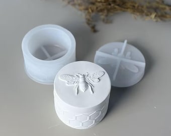 Silicone Mold: 2pc Honeybee Jar Mold 3" Set SHS144