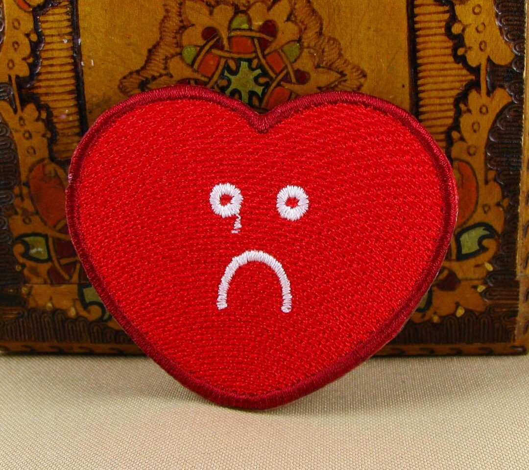 Crying Heart Patch | Sad Heart 2.8" X 2.2" | Emotional Iron-on Design ...