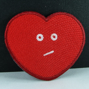 Unimpressed Heart Patch | Red Iron-On Heart 2.8&quot; x 2.2&quot; | Funny Valentine Gift