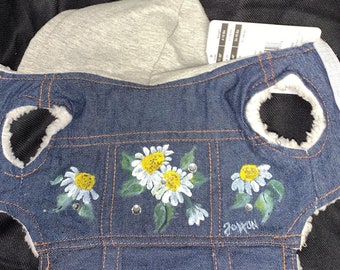 Denim Dog Vest Hand Painted