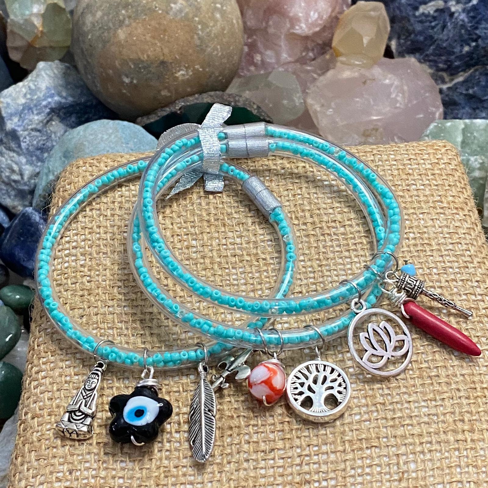 Trio of Charm Bracelets / Silicone Bracelets Filled with Etsy