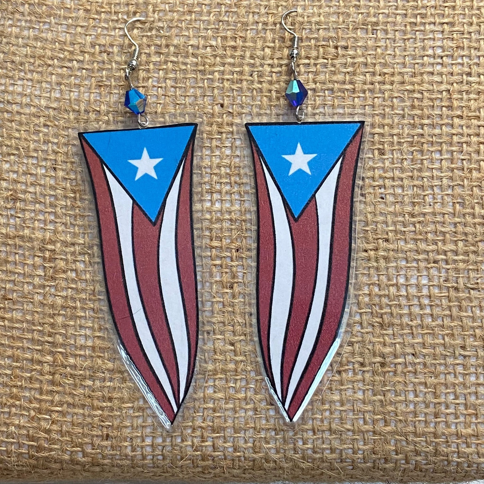 Puerto Rico Flag Earrings / Puerto Rico Island Earrings / Etsy UK