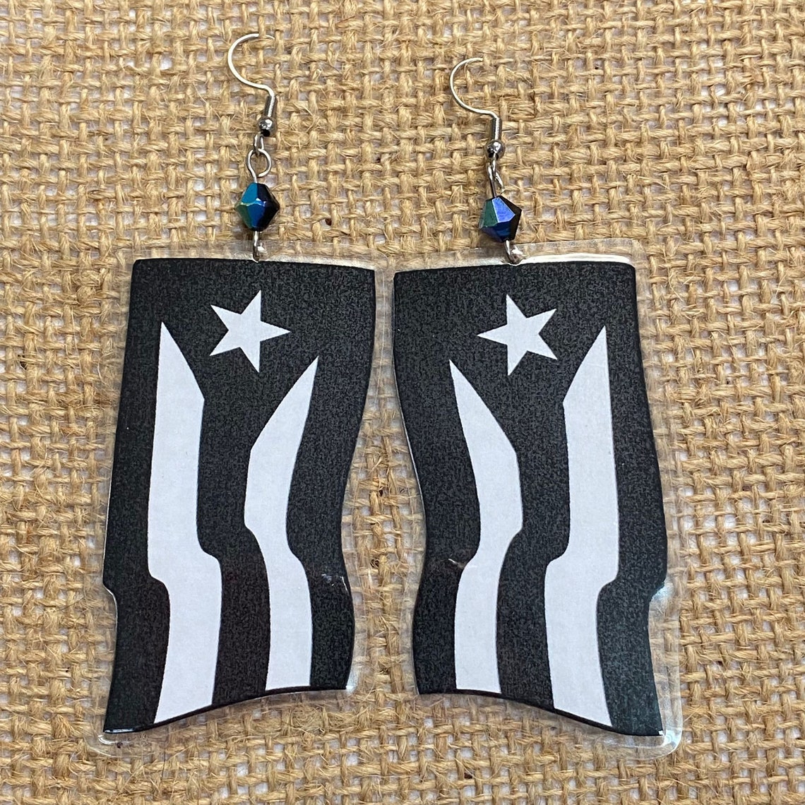 Puerto Rico Flag Earrings / Puerto Rico Island Earrings / Etsy