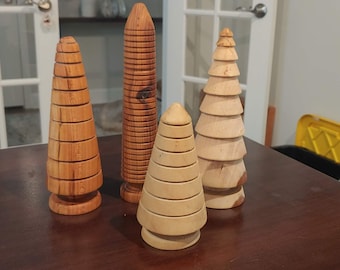 Handmade Turned Wooden Christmas Trees