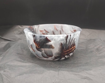 Pinecone and White Epoxy "Winter" Bowl