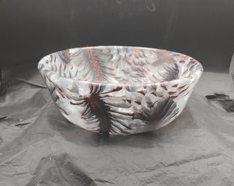 Large Pinecone and White Epoxy "Winter" Bowl