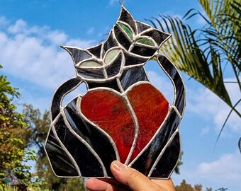Acchiappasole in vetro colorato con gatti felici, vetrate colorate, Vitrail, decorazioni per la casa, regalo originale, Tiffanytechnik, Glasmalerei