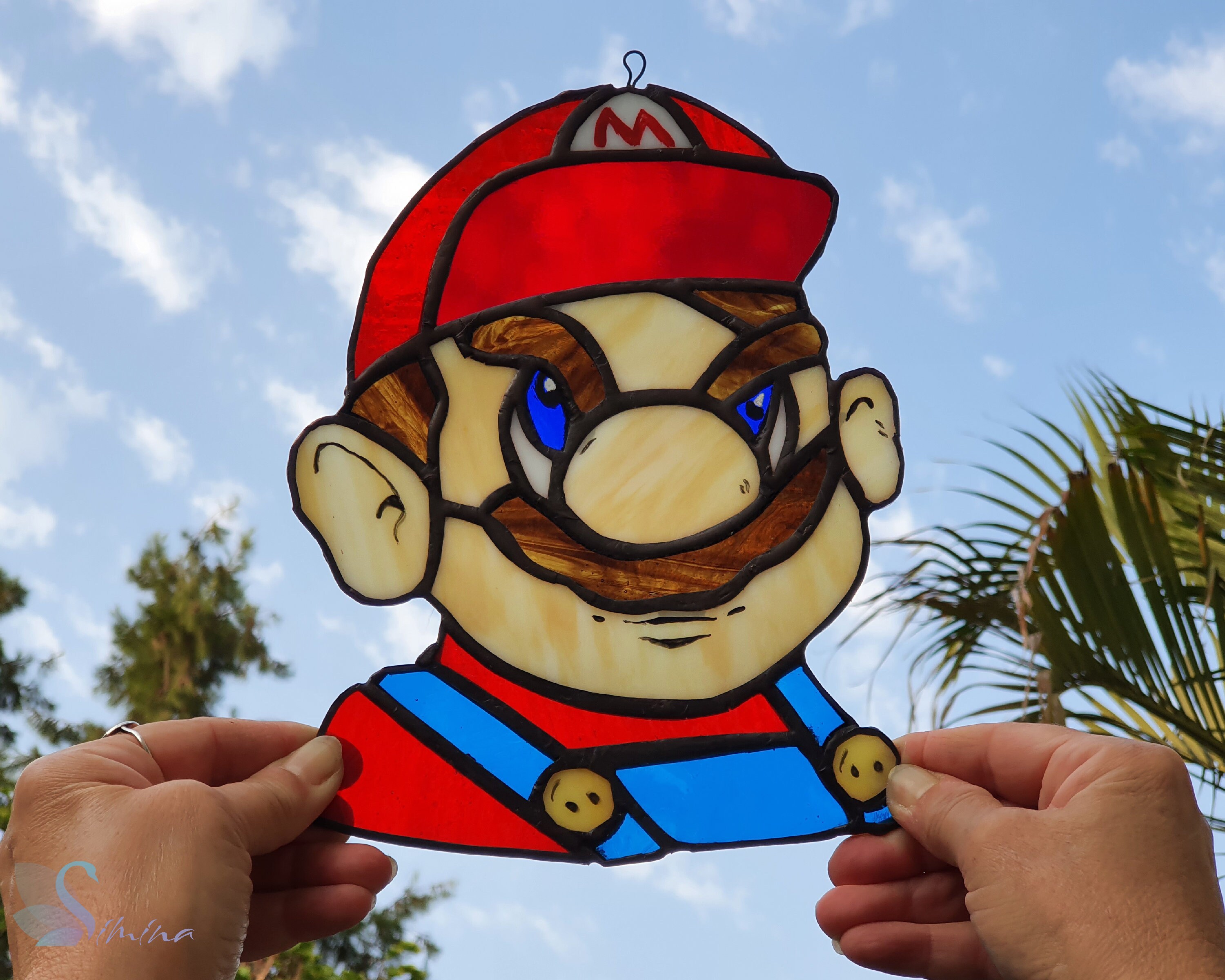 Stained Glass Mario Inspired Suncatcher Colorful Stained Etsy