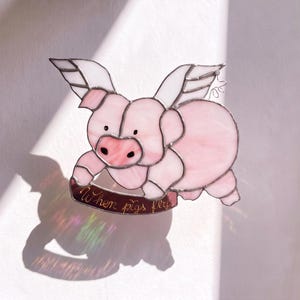 Stained Glass Flying Pig