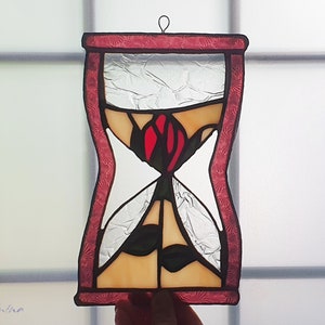 Stained Glass Sand Clock, Suncatcher Colorful, Stained Glass, Home Decor Original, Gift , Unique Glass Sun Catcher