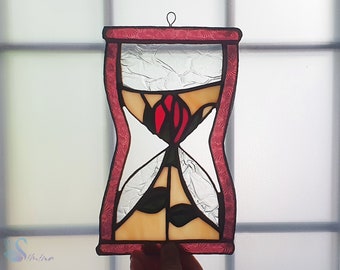 Orologio a sabbia in vetro colorato, acchiappasole colorato, vetro colorato, arredamento originale per la casa, regalo, acchiappasole in vetro unico