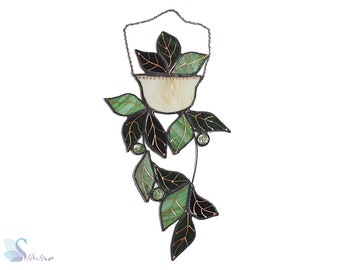 Stained Glass Climbing Plant, Suncatcher Colorful, Stained Glass, Home Decor Original, Gift , Unique Glass Sun Catcher