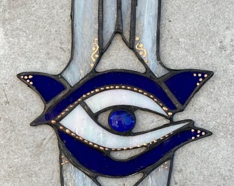 Målat glas onda ögat Hamsa