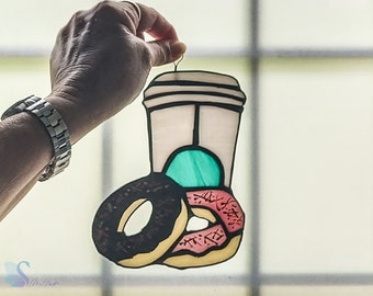 Stained Glass Coffee with Doughnuts