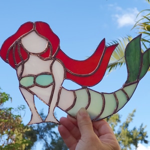 Stained Glass Little Mermaid, Suncatcher Colorful, Stained Glass, Home Decor Original, Gift , Unique Glass Sun Catcher