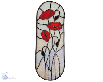 Papaveri in vetro colorato, decorazione originale e colorata per la casa, idea regalo, acchiappasole in vetro unico