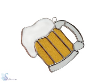 Boccale da birra in vetro colorato, acchiappasole colorato, vetro colorato, Vitrail, arredamento originale per la casa, regalo, acchiappasole in vetro unico