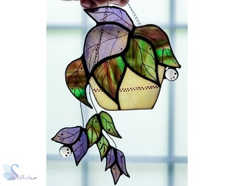 Pianta viola in vetro colorato