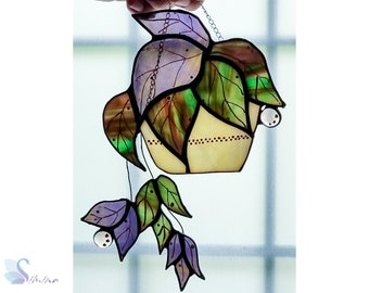 Stained glass purple plant