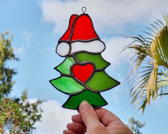 Stained Glass Christmas Tree , Suncatcher Colorful, Stained Glass, Vitrail,Home Decor Original, Gift , Unique Glass Sun Catcher