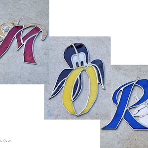 Letras de vidrieras con animales, atrapasoles colorido, vidrieras, decoración del hogar original, regalo, atrapasoles de vidrio único