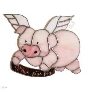 Stained Glass Flying Pig