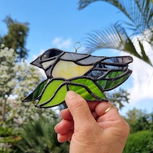 Stained Glass Small Bird, Suncatcher Colorful, Stained Glass, Home Decor Original, Gift , Unique Glass Sun Catcher