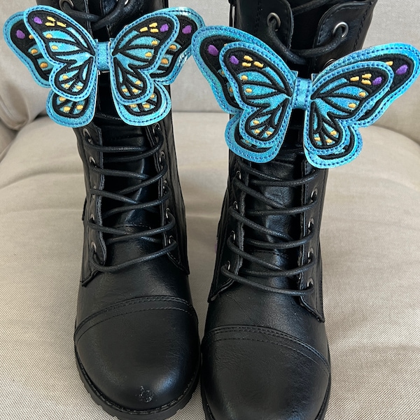 Decorate your booties, decorations for your boots and sneakers, add on to laces, colorful butterflies, unique, fun embellishment, great gift