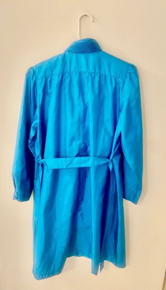 vintage blue silk taffeta puff sleeve long coat t… - image 5