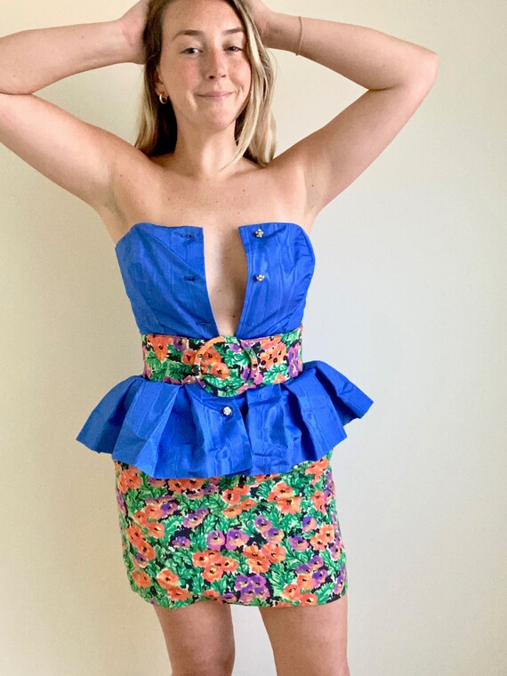 Vintage 80s Peplum Structured Tube Top