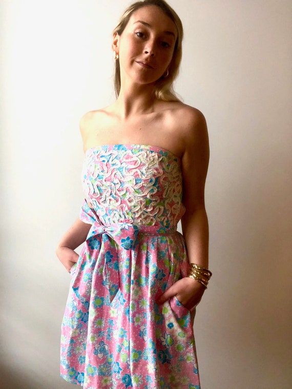 Vintage 1960s Lilly Pulitzer Pastel Strapless Dres