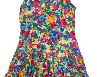Robe sans manches taille basse à volants vintage des années 80 et 90 taille S/M