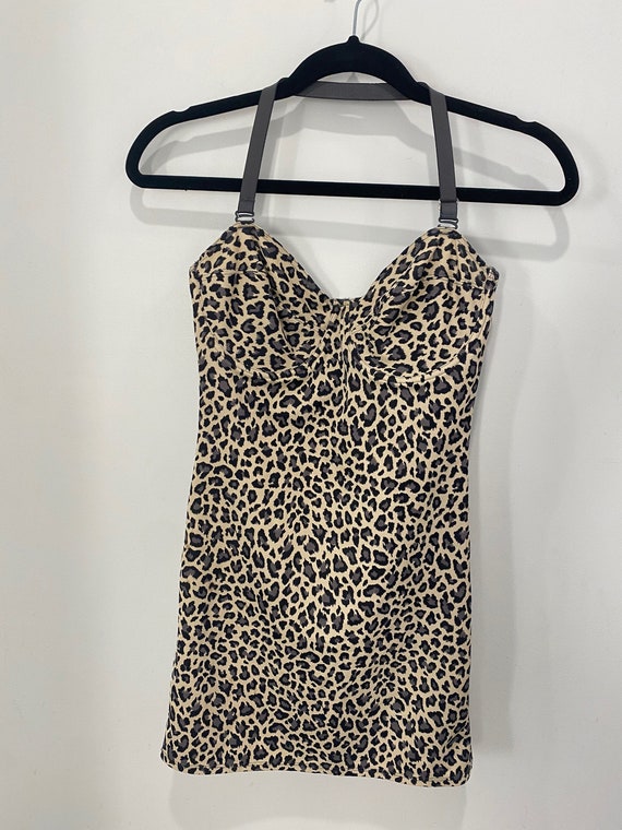 Vintage 90s Y2K leopard bustier tight slip dress ling… - Gem