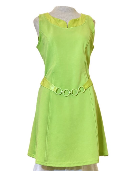 Vintage 90s Y2K neon green gogo mini dress